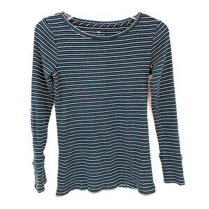 Talbots Petites Women's SP 100% Cotton Striped Flexible Long Sleeve Shirt